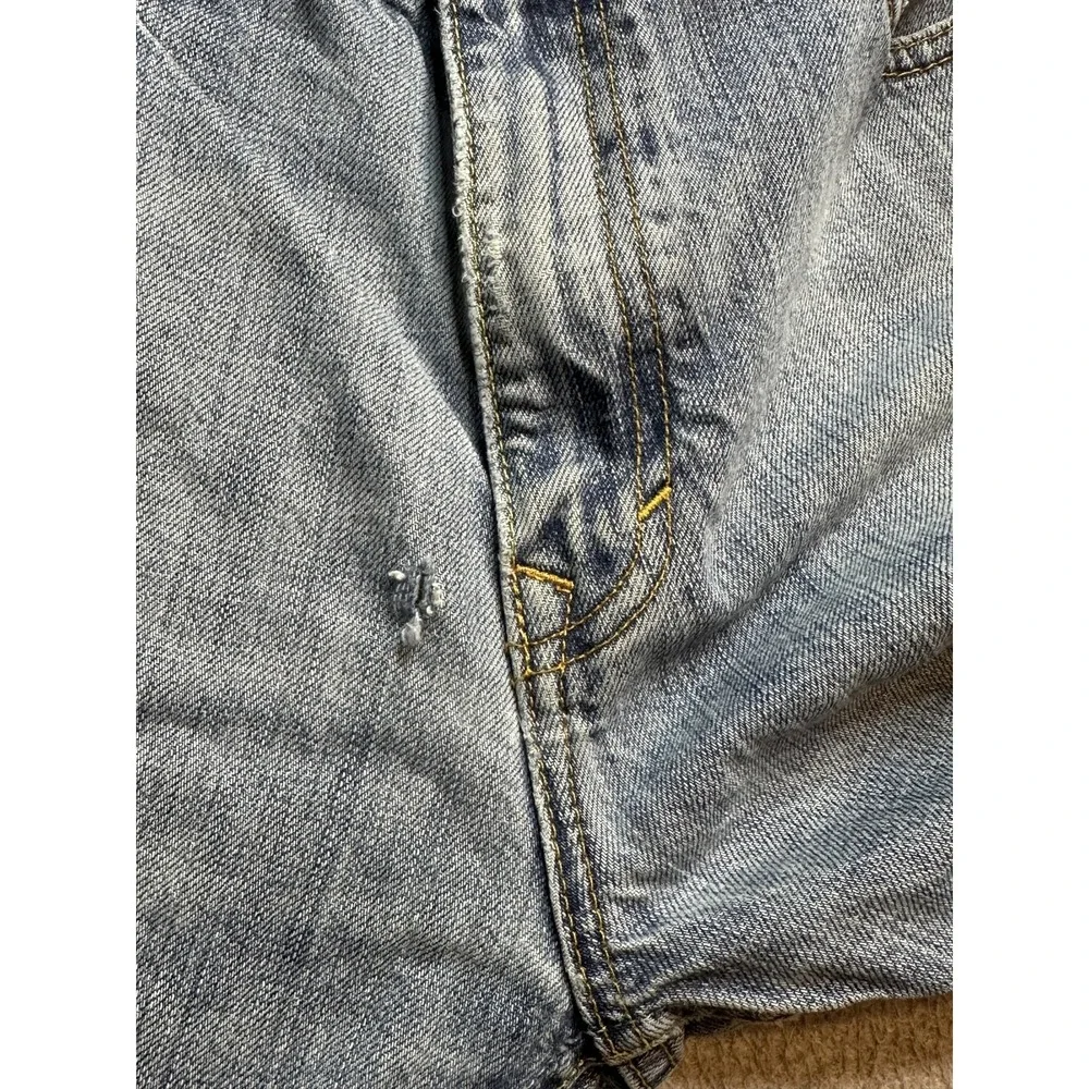 VTG Banana Republic Jeans Mens 32x34(32x32) Light Wash Straight Distressed Denim